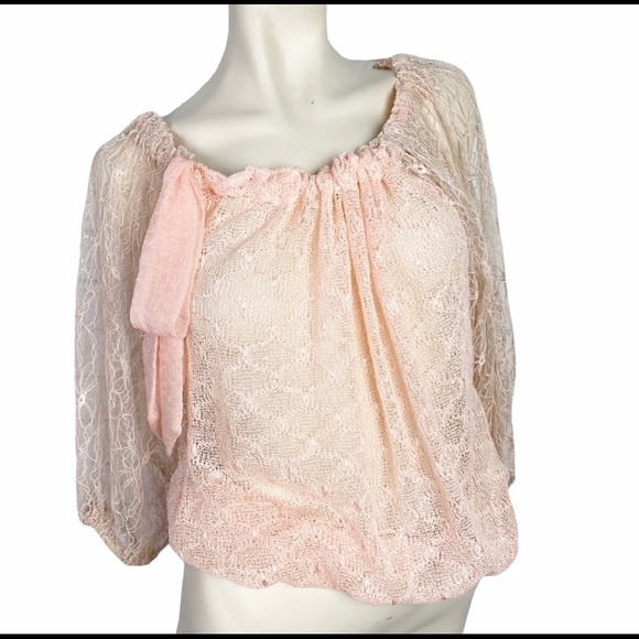 Areve Tops - 𝅺a'reve Boho Peach Lace Top
